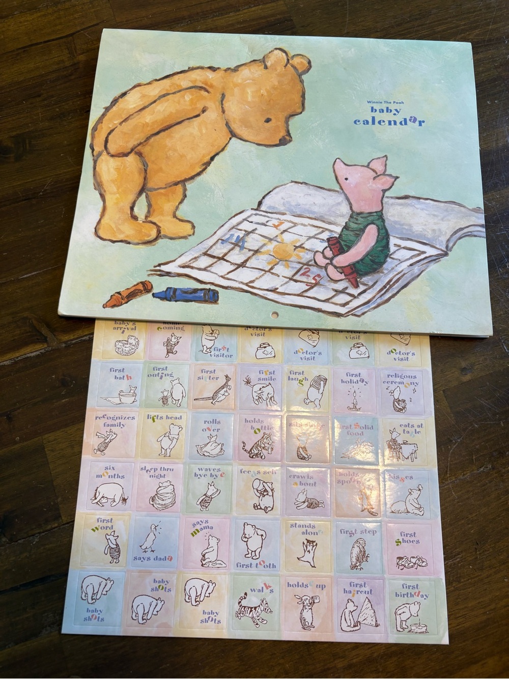 Vintage Classic Winnie The Pooh Baby Milestone Calendar Sticker First Year Y2K